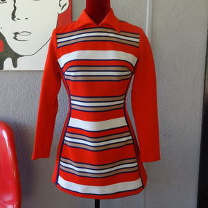 Retro Vintage 1960s Striped Tunic, Space-Age!